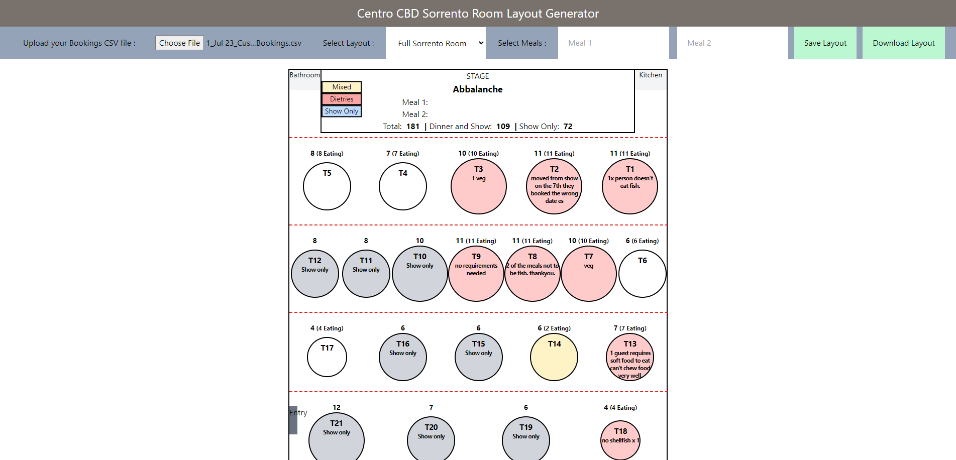 Layout Generator for a concert